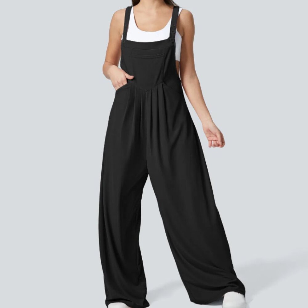 NWOT Halara Pocket Waffle Casual Overals - Size Medium Tall - Color - Black